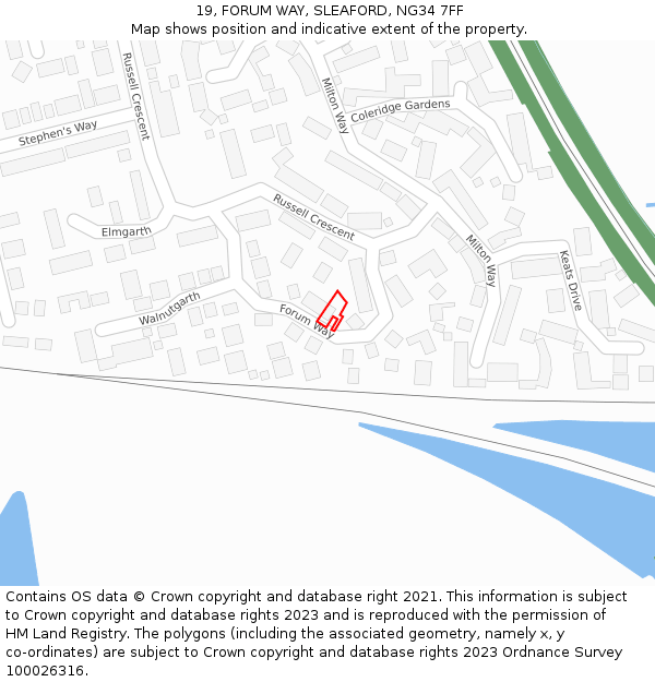 19, FORUM WAY, SLEAFORD, NG34 7FF: Location map and indicative extent of plot