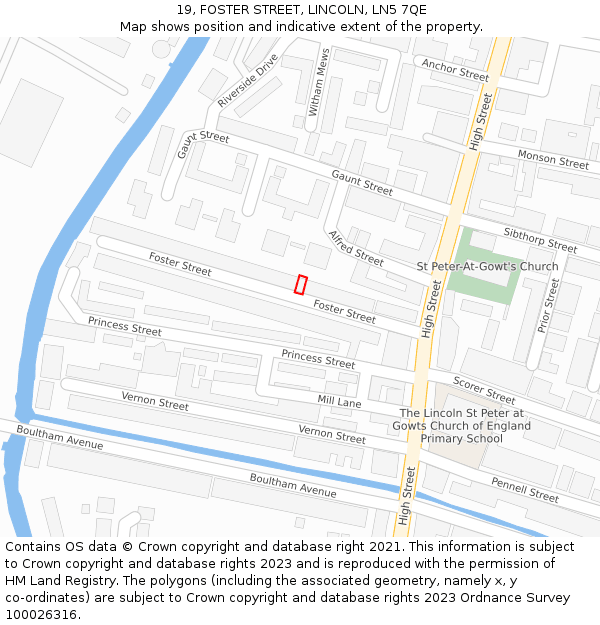 19, FOSTER STREET, LINCOLN, LN5 7QE: Location map and indicative extent of plot