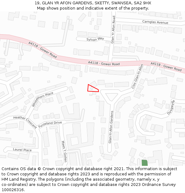 19, GLAN YR AFON GARDENS, SKETTY, SWANSEA, SA2 9HX: Location map and indicative extent of plot