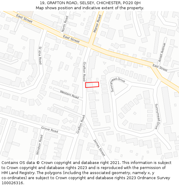 19, GRAFTON ROAD, SELSEY, CHICHESTER, PO20 0JH: Location map and indicative extent of plot