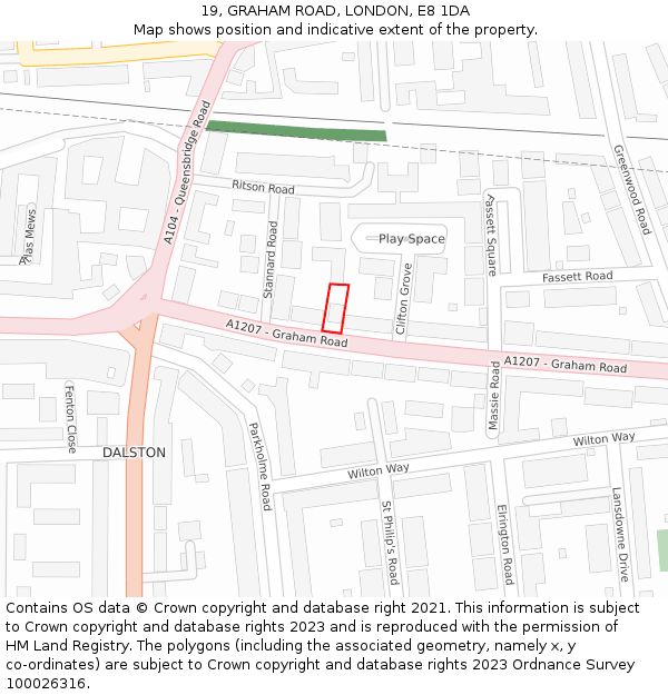 19, GRAHAM ROAD, LONDON, E8 1DA: Location map and indicative extent of plot
