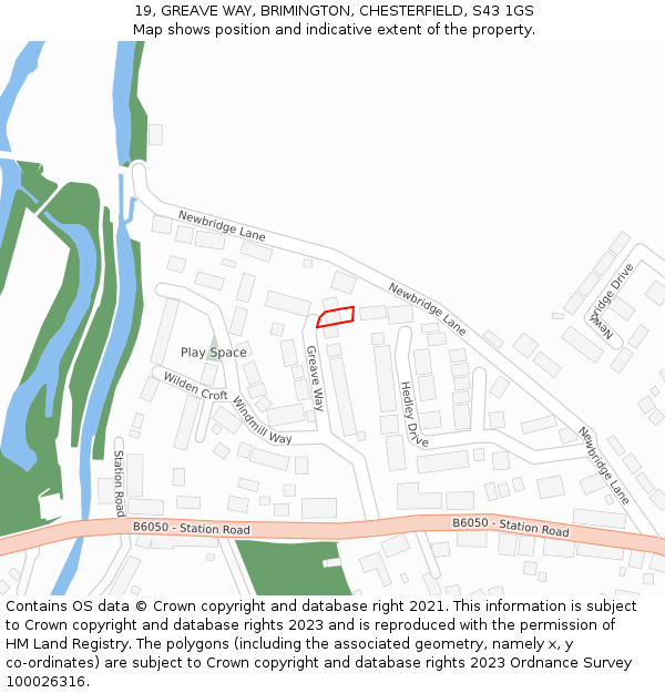 19, GREAVE WAY, BRIMINGTON, CHESTERFIELD, S43 1GS: Location map and indicative extent of plot