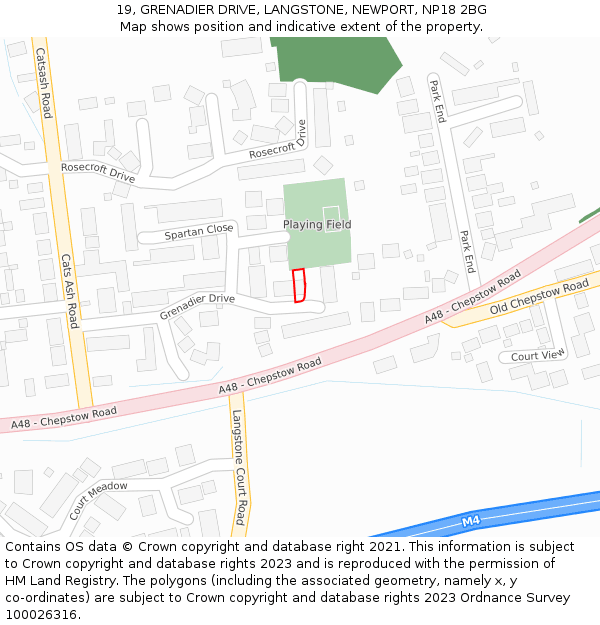 19, GRENADIER DRIVE, LANGSTONE, NEWPORT, NP18 2BG: Location map and indicative extent of plot