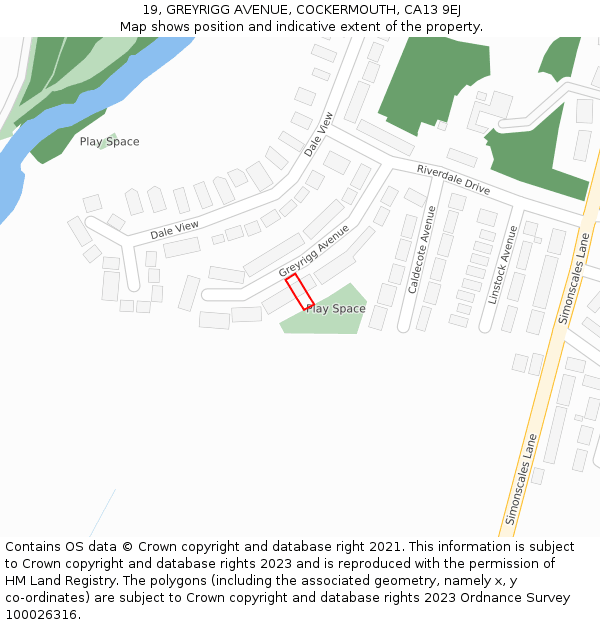 19, GREYRIGG AVENUE, COCKERMOUTH, CA13 9EJ: Location map and indicative extent of plot
