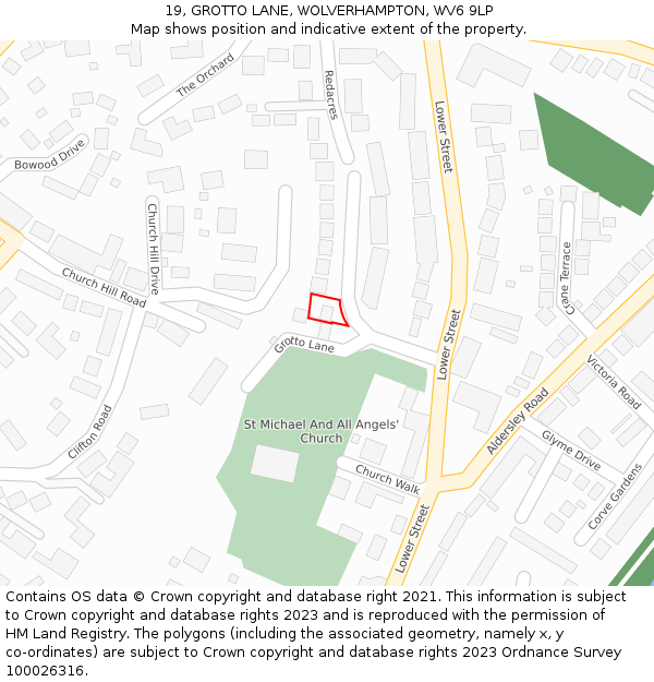 19, GROTTO LANE, WOLVERHAMPTON, WV6 9LP: Location map and indicative extent of plot