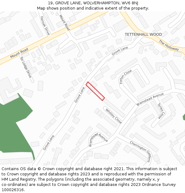 19, GROVE LANE, WOLVERHAMPTON, WV6 8NJ: Location map and indicative extent of plot
