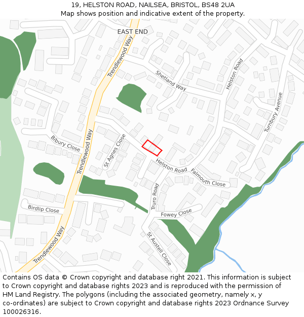 19, HELSTON ROAD, NAILSEA, BRISTOL, BS48 2UA: Location map and indicative extent of plot