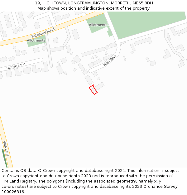 19, HIGH TOWN, LONGFRAMLINGTON, MORPETH, NE65 8BH: Location map and indicative extent of plot