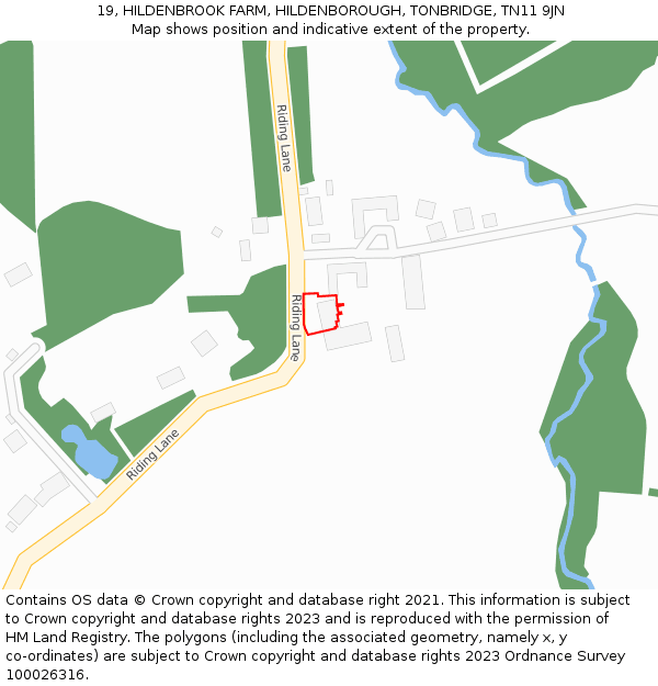 19, HILDENBROOK FARM, HILDENBOROUGH, TONBRIDGE, TN11 9JN: Location map and indicative extent of plot