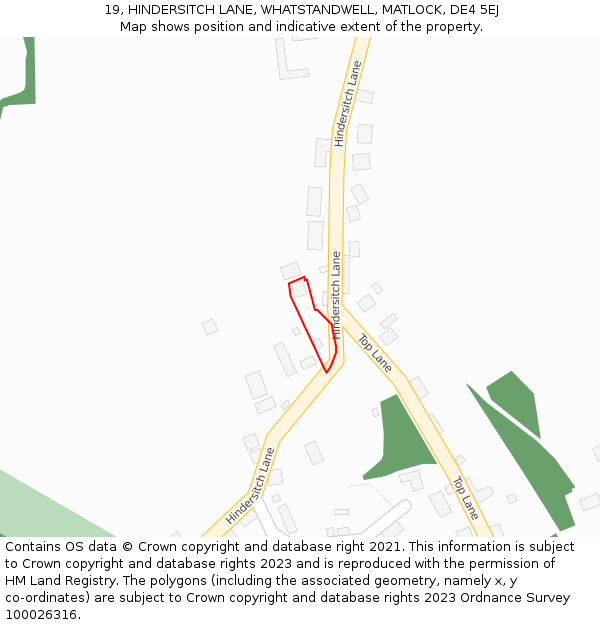 19, HINDERSITCH LANE, WHATSTANDWELL, MATLOCK, DE4 5EJ: Location map and indicative extent of plot