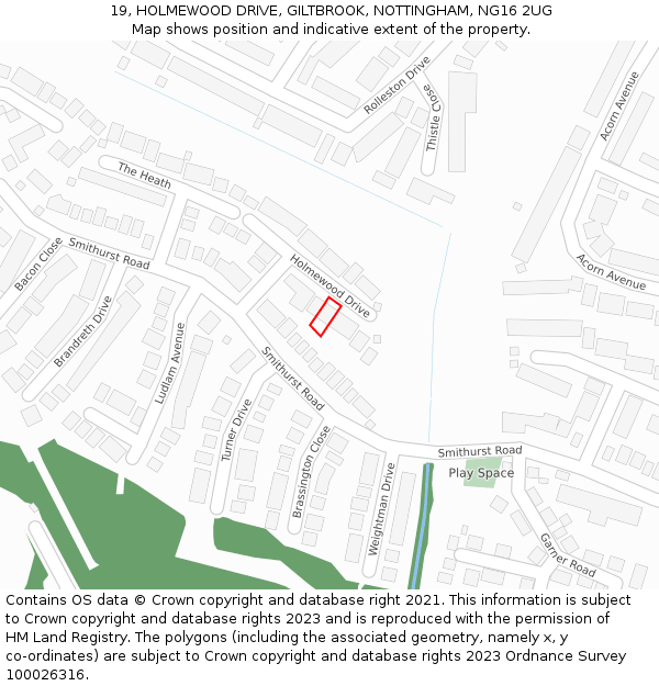 19, HOLMEWOOD DRIVE, GILTBROOK, NOTTINGHAM, NG16 2UG: Location map and indicative extent of plot