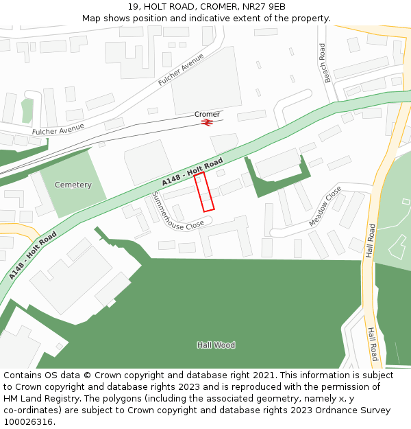19, HOLT ROAD, CROMER, NR27 9EB: Location map and indicative extent of plot