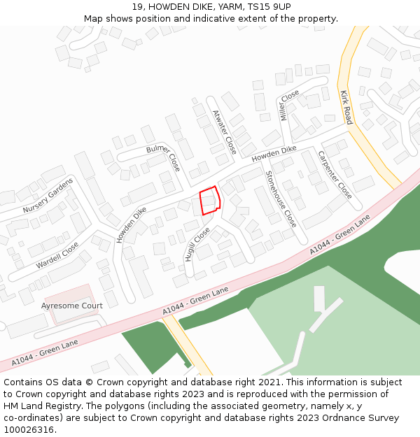 19, HOWDEN DIKE, YARM, TS15 9UP: Location map and indicative extent of plot
