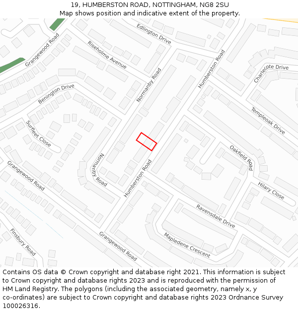 19, HUMBERSTON ROAD, NOTTINGHAM, NG8 2SU: Location map and indicative extent of plot