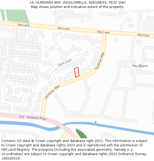19, HURDMAN WAY, INGOLDMELLS, SKEGNESS, PE25 1NH: Location map and indicative extent of plot
