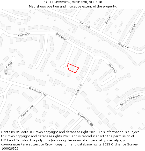 19, ILLINGWORTH, WINDSOR, SL4 4UP: Location map and indicative extent of plot