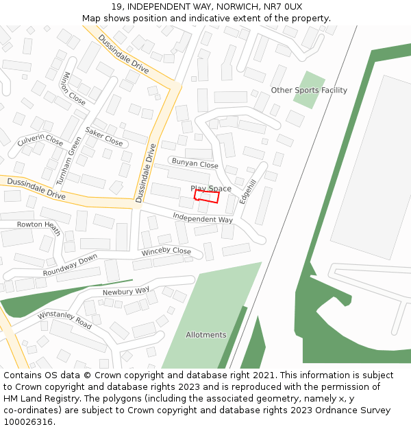 19, INDEPENDENT WAY, NORWICH, NR7 0UX: Location map and indicative extent of plot