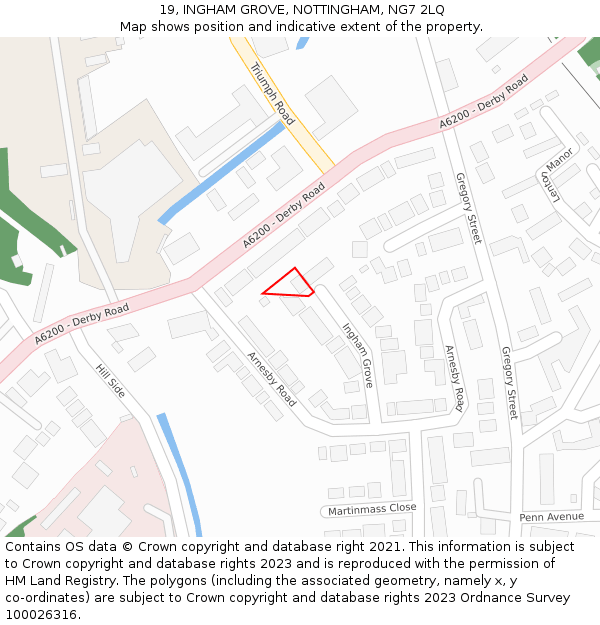 19, INGHAM GROVE, NOTTINGHAM, NG7 2LQ: Location map and indicative extent of plot