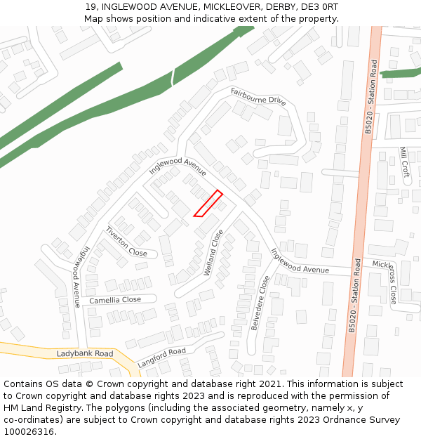 19, INGLEWOOD AVENUE, MICKLEOVER, DERBY, DE3 0RT: Location map and indicative extent of plot