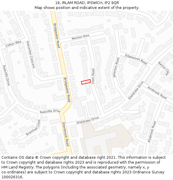 19, IRLAM ROAD, IPSWICH, IP2 9QR: Location map and indicative extent of plot