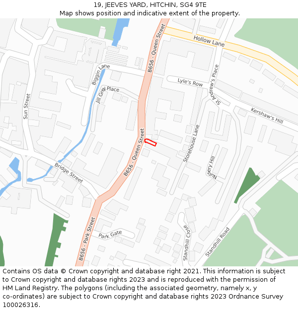 19, JEEVES YARD, HITCHIN, SG4 9TE: Location map and indicative extent of plot