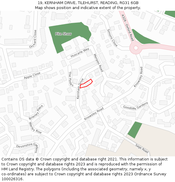 19, KERNHAM DRIVE, TILEHURST, READING, RG31 6GB: Location map and indicative extent of plot