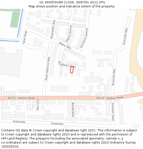 19, KINGFISHER CLOSE, SEATON, EX12 2FN: Location map and indicative extent of plot