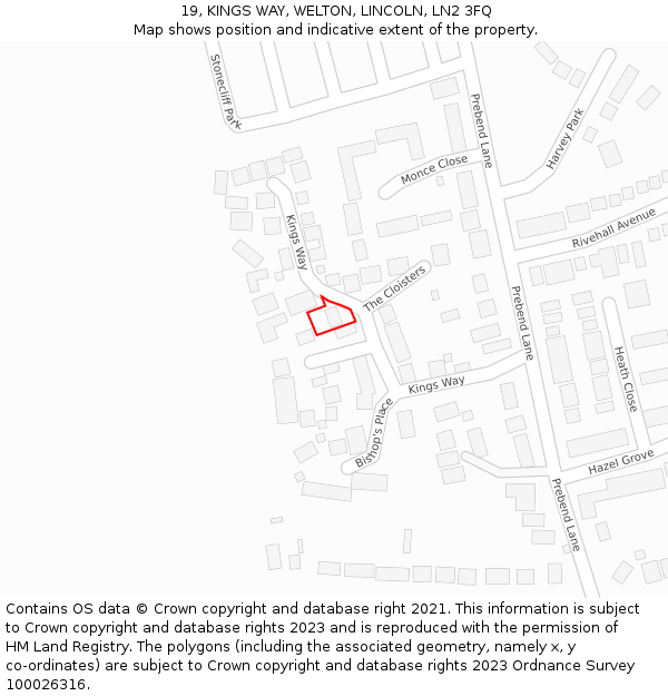 19, KINGS WAY, WELTON, LINCOLN, LN2 3FQ: Location map and indicative extent of plot