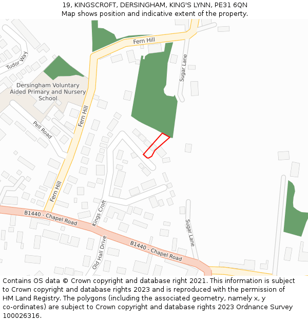 19, KINGSCROFT, DERSINGHAM, KING'S LYNN, PE31 6QN: Location map and indicative extent of plot