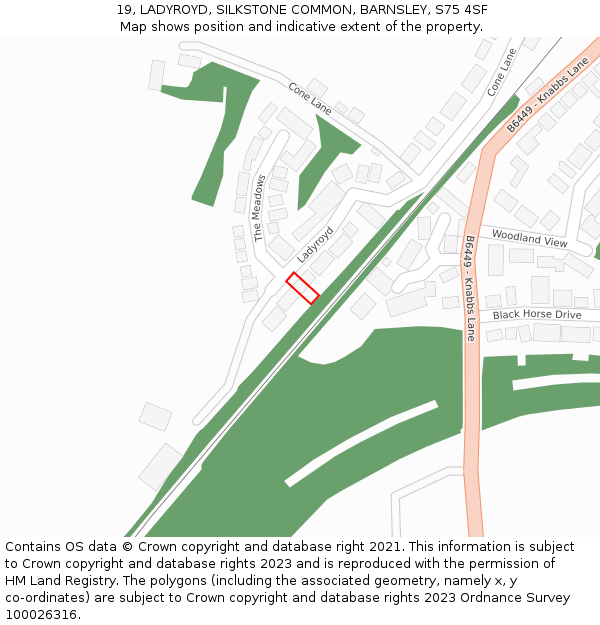 19, LADYROYD, SILKSTONE COMMON, BARNSLEY, S75 4SF: Location map and indicative extent of plot