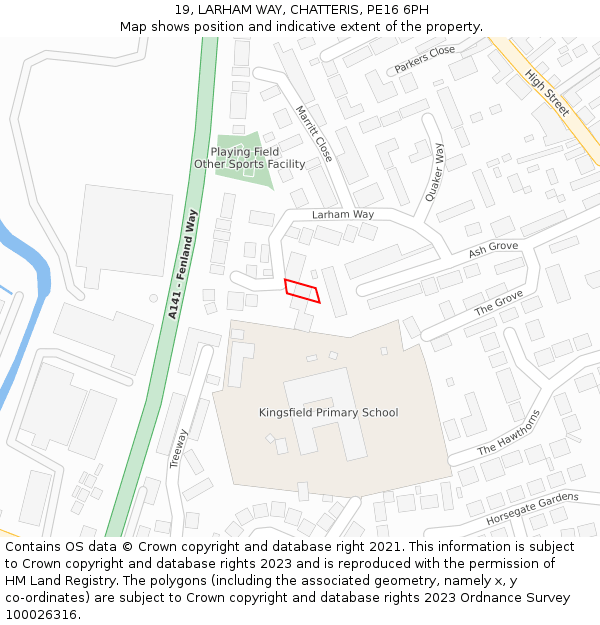 19, LARHAM WAY, CHATTERIS, PE16 6PH: Location map and indicative extent of plot