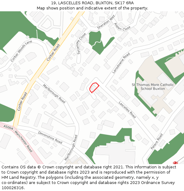 19, LASCELLES ROAD, BUXTON, SK17 6RA: Location map and indicative extent of plot