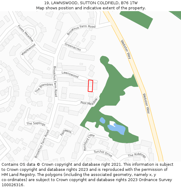 19, LAWNSWOOD, SUTTON COLDFIELD, B76 1TW: Location map and indicative extent of plot