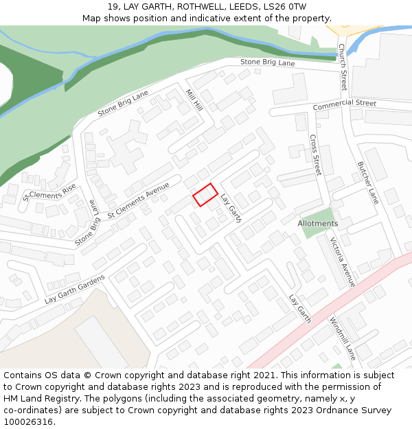 19, LAY GARTH, ROTHWELL, LEEDS, LS26 0TW: Location map and indicative extent of plot