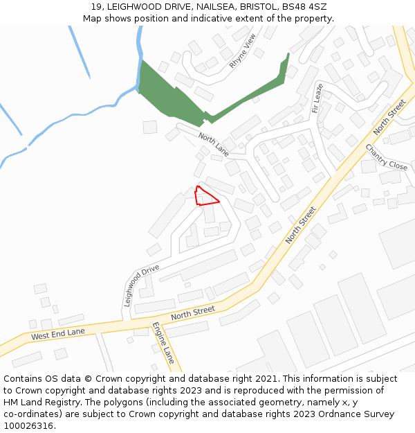 19, LEIGHWOOD DRIVE, NAILSEA, BRISTOL, BS48 4SZ: Location map and indicative extent of plot