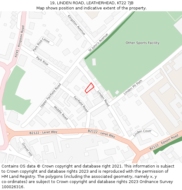 19, LINDEN ROAD, LEATHERHEAD, KT22 7JB: Location map and indicative extent of plot