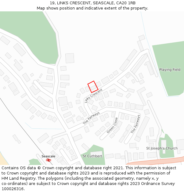 19, LINKS CRESCENT, SEASCALE, CA20 1RB: Location map and indicative extent of plot