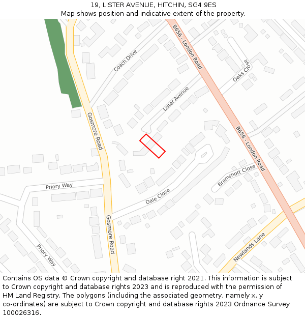 19, LISTER AVENUE, HITCHIN, SG4 9ES: Location map and indicative extent of plot
