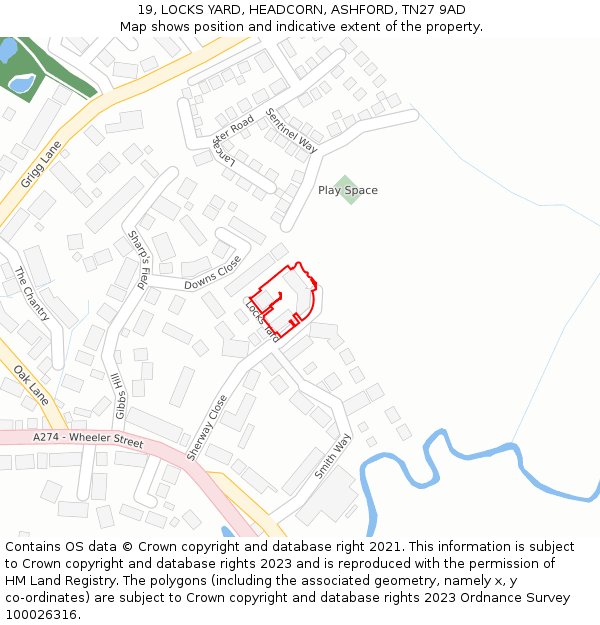 19, LOCKS YARD, HEADCORN, ASHFORD, TN27 9AD: Location map and indicative extent of plot