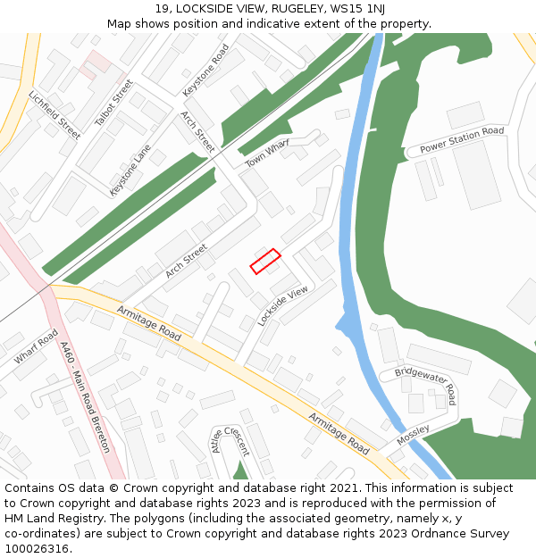 19, LOCKSIDE VIEW, RUGELEY, WS15 1NJ: Location map and indicative extent of plot
