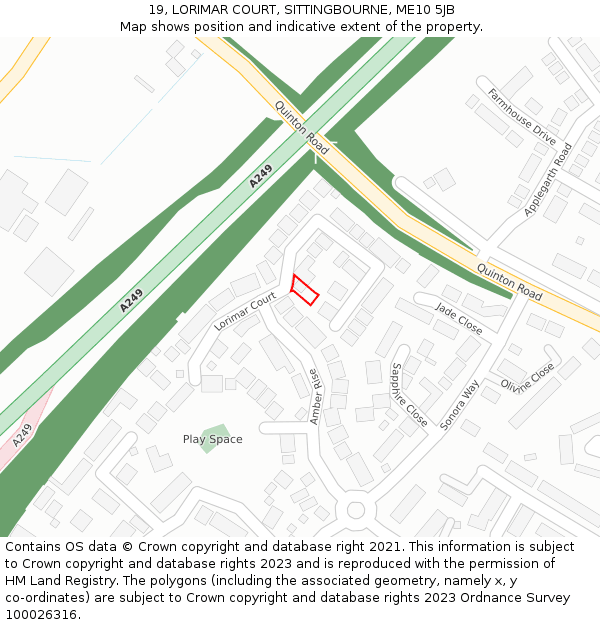 19, LORIMAR COURT, SITTINGBOURNE, ME10 5JB: Location map and indicative extent of plot