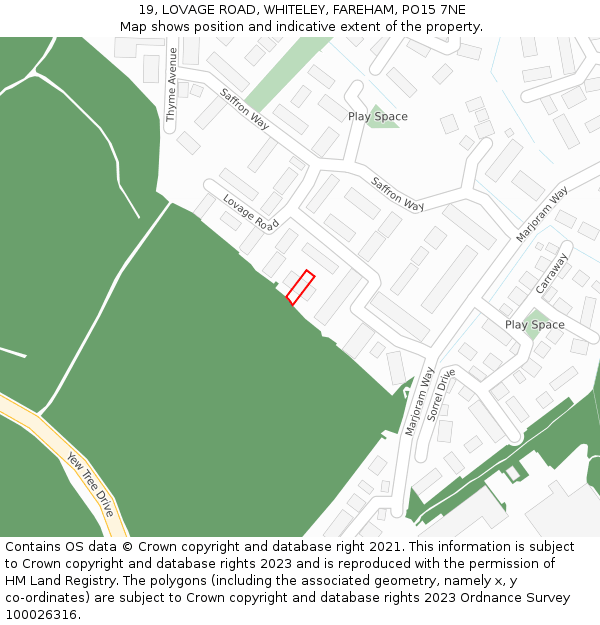19, LOVAGE ROAD, WHITELEY, FAREHAM, PO15 7NE: Location map and indicative extent of plot