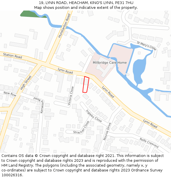 19, LYNN ROAD, HEACHAM, KING'S LYNN, PE31 7HU: Location map and indicative extent of plot