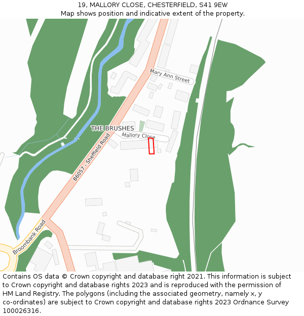 19, MALLORY CLOSE, CHESTERFIELD, S41 9EW: Location map and indicative extent of plot