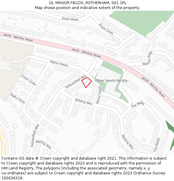 19, MANOR FIELDS, ROTHERHAM, S61 1PL: Location map and indicative extent of plot