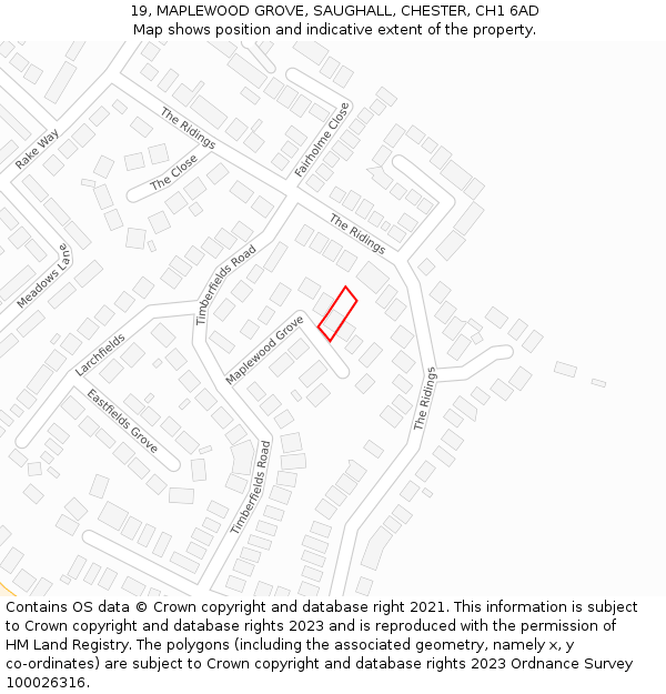 19, MAPLEWOOD GROVE, SAUGHALL, CHESTER, CH1 6AD: Location map and indicative extent of plot