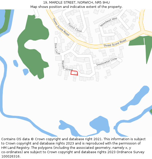 19, MARDLE STREET, NORWICH, NR5 9HU: Location map and indicative extent of plot