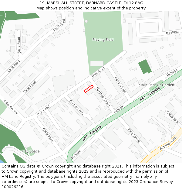 19, MARSHALL STREET, BARNARD CASTLE, DL12 8AG: Location map and indicative extent of plot