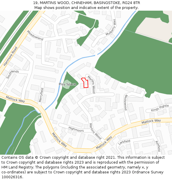 19, MARTINS WOOD, CHINEHAM, BASINGSTOKE, RG24 8TR: Location map and indicative extent of plot