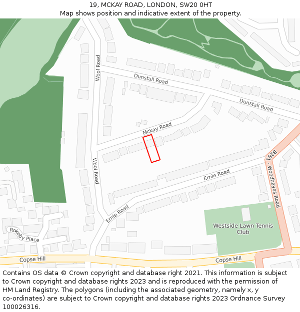 19, MCKAY ROAD, LONDON, SW20 0HT: Location map and indicative extent of plot